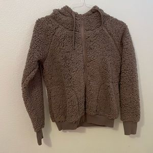 grey fluffy sweater